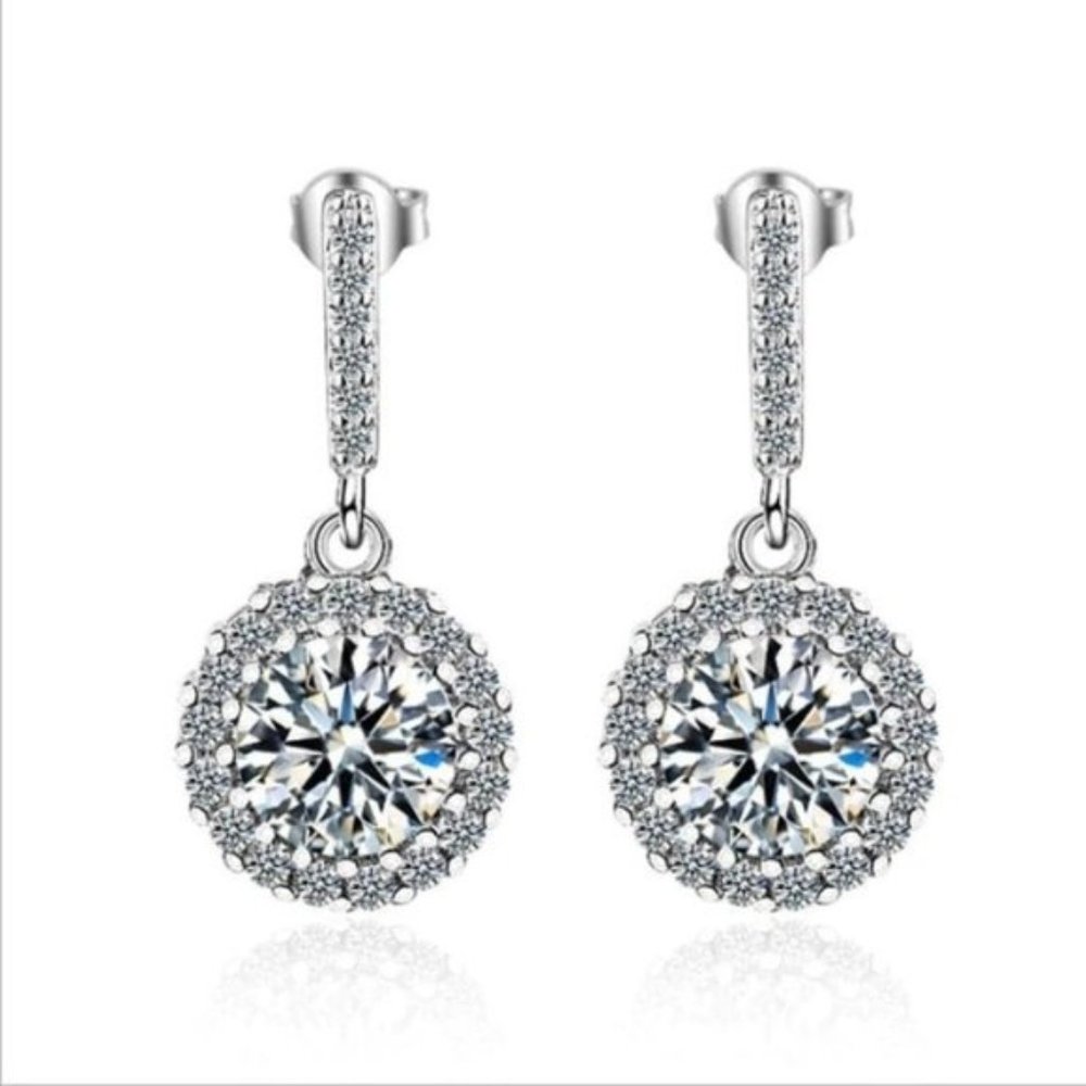 925 Sterling Silver lab Diamond Earrings